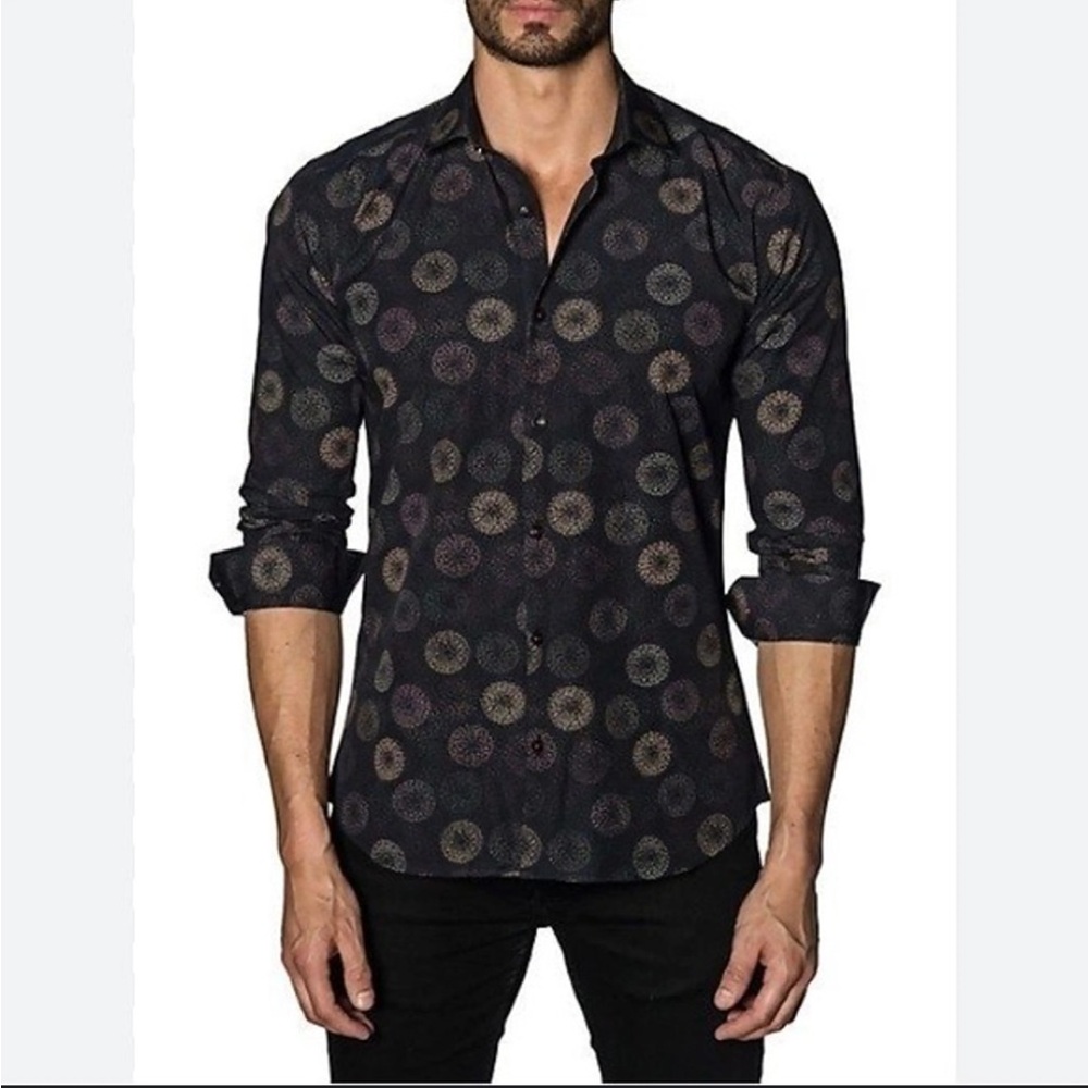 Jared Lang firework dress shirt fit cut size M 100% cotton